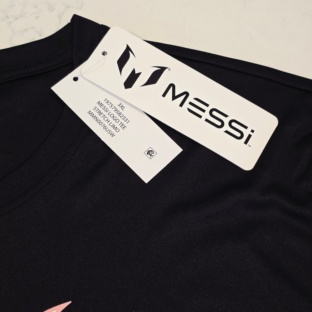 Messi Logo Tee MMN0076USW Men 3XL Black Stretch Limo Soccer Graphic T-Shirt NWT - Picture 6 of 10